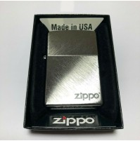 Genuine ZIPPO Logo Herringbone Brushed Chrome Traditional Windproof Lighter